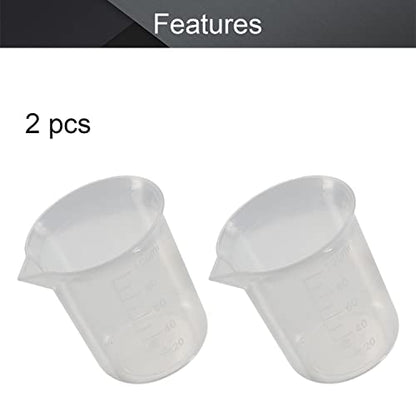Othmro 2Pcs 3.38oz Measuring Cups 100ml PP Plastic Graduated Cups Plastic Graduated Beaker Clear Scale Cups Liquid Measuring Mixing Cups Graduated Plastic Measuring Cups for Lab Kitchen Transparent - color: 100ML 2PCS