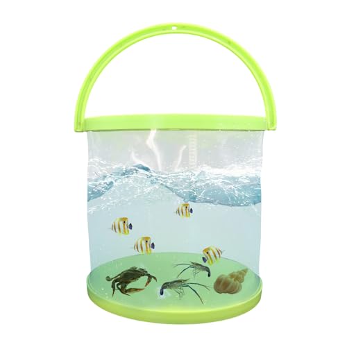 Foldable Small Aquarium, Portable Fish Tank, Fish Transport Container, Plasitc Fish Bowl, Beginner Tank, Great Concept for Catching and Release Critters, Beach, Pool and Lake (Green, Large) - color: Green, size: Large