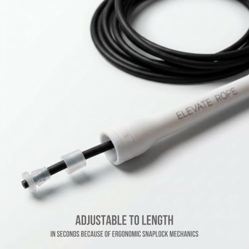 Elevate Rope Jump Rope for Men & Women, 5mm PVC Cable, 10 ft Adjustable - color: Black