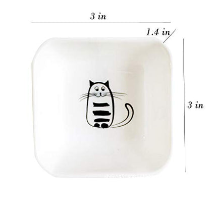 Super Cute Cat Ceramic Sauce Dish/Seasoning Dish/Sushi Soy Dipping Bowl/Appetizer Plates/Serving Dish for Kitchen Home(Set of 6) - color: Cat-Rectangle
