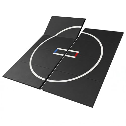 10' x 10' Wrestling Mat (118" x 118" x 1.18") Roll-Up Jiu Jitsu Mat for Home Gym, BJJ, MMA, Grappling, Judo & Martial Arts Training, Durable Non-Slip Folding Exercise Mat (Black, 10FT*10FT*1.2INCH) - color: Black