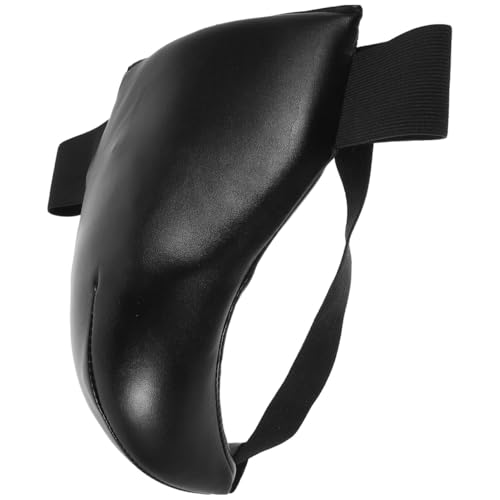 Integrated Groin Protector for Martial Arts Training, Black PU
