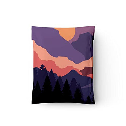 10x13 (100) Mountain Sunset Summer Designer Poly Mailers Waterproof Self Sealing Tear Resistant Polymailers Shipping Envelopes Premium Printed Bags For Small Businesses