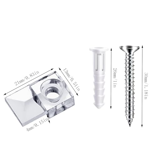 30-Piece Mirror Holder Clip Glass Crystal Clear Plastic Mirror Clip Fixing Clip Kit with Screws and Mirror Hanging Kit (Silver)