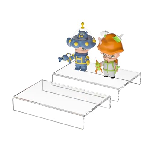 Acrylic Shelf Riser 6x3.9x1 pack of 2, Countertop Acrylic Display Storage Organizer for Shoes, Glasses, Plants, Home Decors, Perfume, Books, Dolls, 6x3.9x1 Inch - size: 6x3.9x1 Inch