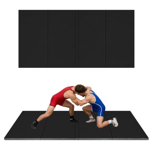 Martial Arts Mat, Foldable Wrestling & Grappling Mat with Thick XPE Foam, Non-Slip Home Gym Training Mat for BJJ, MMA, Judo & Fitness - size: 10ft*5ft