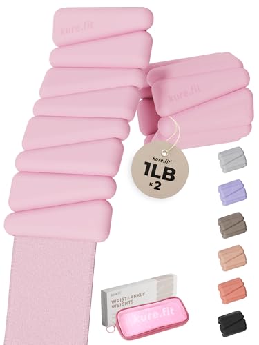 Pilates Wrist & Ankle Weights | Adjustable Weighted Bangles | 1LB/2LB Each - color: Pink, size: 1 LB