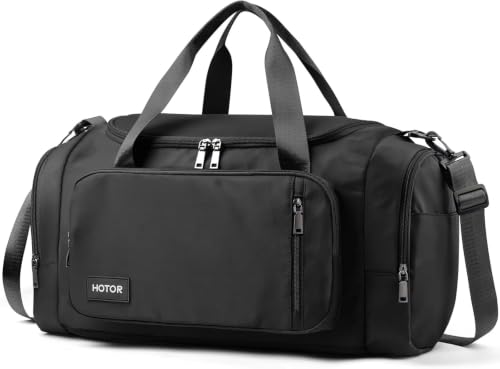 HOTOR Gym Bags for Men & Women with Shoe Compartment & Wet Pocket, Black | 20.5" x 11.0" x 10.6", Spacious Duffle Bag , Carry On Weekender Bag Portable Sports Duffel Bag for Workout, Fitness, Travel - color: Black, size: 20.5" x 11.0" x 10.6"