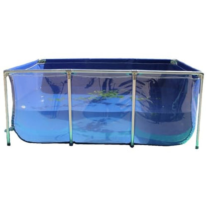 PVC Canvas & Steel Pipe Frame, Large Aquarium Pool Pond for Fish & Aquatic Pets, Transparent Viewing Window Panel, Easily Assembled(140x140x71cm)