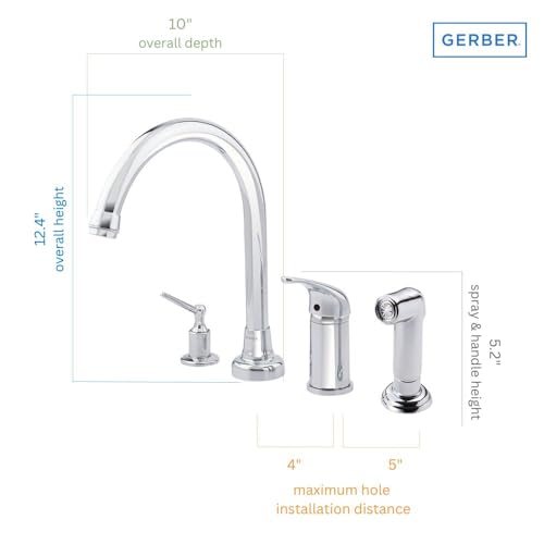 Gerber Plumbing Melrose Single Handle Kitchen Faucet with Side Spray and Soap Dispenser