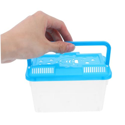 BESTonZON 4pcs Portable Mini Aquarium Carrier for Small Pets Handheld Fish Tank with Convenient Handle Plastic Design for Travel of Fish Turtles and Hamsters