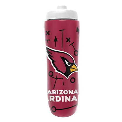Party Animal NFL Football Squeeze Bottle, 32 oz, Arizona Cardinals | Slim, lightweight BPA-free sports water bottle with quick-flow squeeze; fits backpacks & cup holders for kids or adults - color: Arizona Cardinals