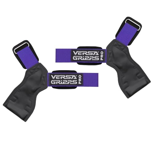 Versa Gripps® PRO Wrist Straps, Train Better - color: Purple/Black, size: Reg/Large: 7-1/8" to 8"
