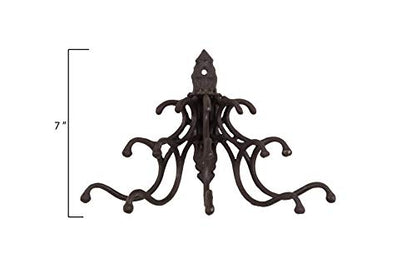 Creative Co-Op Antique Cast Iron Wall Hooks in Rust Finish - color: Rust