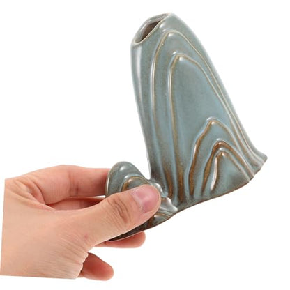 Zerodeko Ceramic Mini Mountain Fish Tank Landscape Decoration Versatile Bonsai Decor for Home Office Zen Garden Accessory Multiuse Brush Holder for
