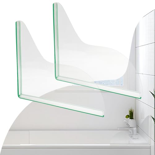 2 PCS Splash Guard for Bathtub 7.8" x 7.2" Self Adhesive Shower Splash Guard Acrylic Shower Corner Water Guard Clear Shower Guards to Keep Water in Shower - color: 2pcs