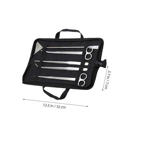 Kisangel 5pcs Aquarium Aquascaping Tool Stainless Steel Scissors Tweezers and Sand Scraper for Freshwater and Plant Maintenance Canvas Bag