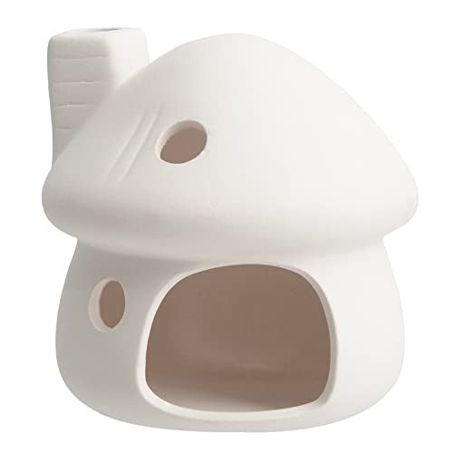 Aquarium Decor Ceramic Mushroom House Ornament Fish Tank Landscape Decoration Pottery Hide Cave Habitat Hut Small Shrimp for Goldfishes to Rest Breed Hiding (White) - color: White a