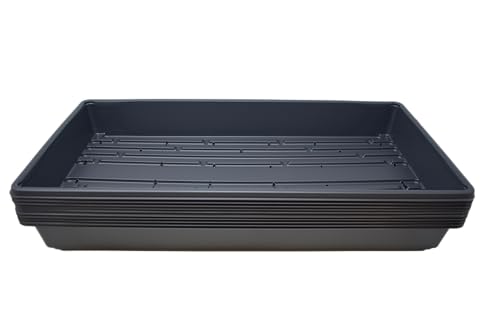 10 Plant Growing Trays (with Drain Holes) - 20" x 10" - Perfect Garden Seed Starter Grow Trays: for Seedlings, Indoor Gardening, Growing Microgreens, Wheatgrass & More - Soil or Hydroponic - size: Drain holes