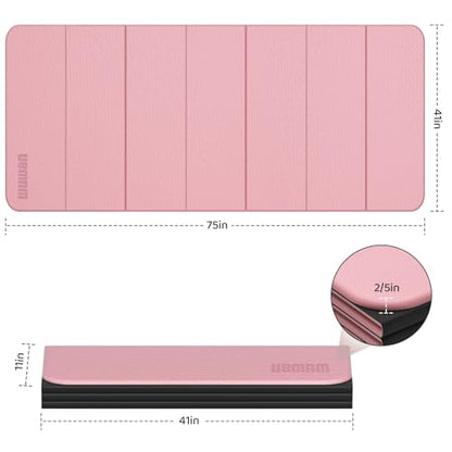 Foldable TPE Yoga Mat Thick 10mm,75" x40"Extra Large Exercise Mats - color: Pink