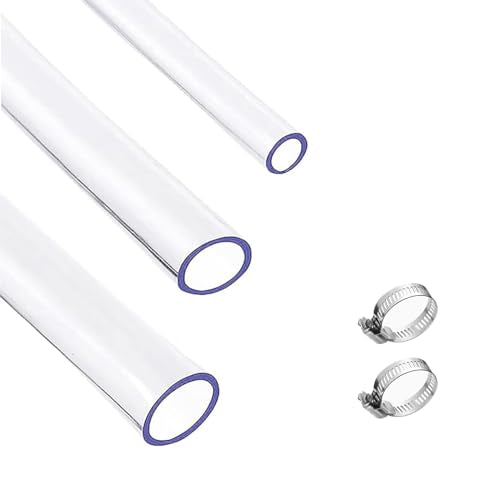Clear Tubing Assortment, 6mm 7mm 8mm ID, 9 Meters Lengh In All, 1mm Thickness, Flexible Plastic Tube For Home Repair Water Oil Transfer Aquarium, BPA Free and non-toxic, with 2 Hose Clamps - size: id: 6mm, 7mm, 8mm (9m)