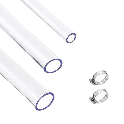 Clear Tubing Assortment, 6mm 7mm 8mm ID, 9 Meters Lengh In All, 1mm Thickness, Flexible Plastic Tube For Home Repair Water Oil Transfer Aquarium, BPA Free and non-toxic, with 2 Hose Clamps - size: id: 6mm, 7mm, 8mm (9m)