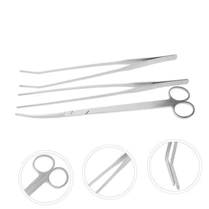 GALPADA 4sets Aquarium Grass Trimmer Stainless Steel Tweezers Scissors for Aquascaping Fish Tank Maintenance Kit