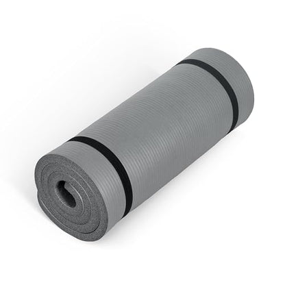 CAP 1" Extra Thick Yoga Mat, Exercise Mat with Strap, Multiple Colors - color: Gray