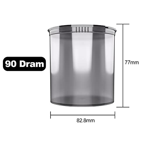 90 Dram CR Plastic Packaging Pop Top Containers - Child Resistant Travel Holder Vial Bottles - 60 qty (Smoke)