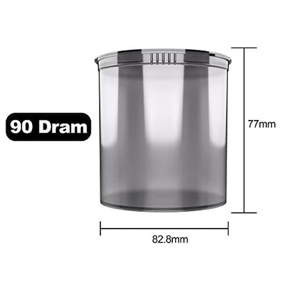 90 Dram CR Plastic Packaging Pop Top Containers - Child Resistant Travel Holder Vial Bottles - 60 qty (Smoke)