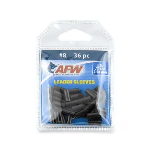 AFW American Fishing Wire Single Barrel Crimp Sleeves, Size #8/.116", Black, 36 pc