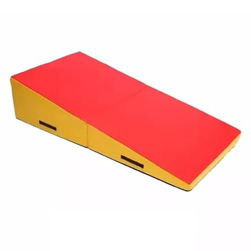 Folding Incline Gym Mat Tumbling Cheese Wedge for Gymnastics, Martial Arts, Dance And Yoga Stretch Training - color: Red Yellow, size: 180x90x40cm