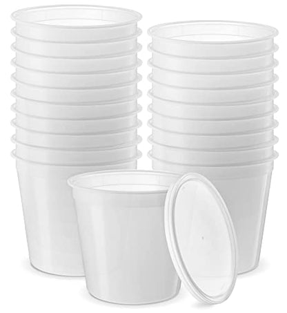 GUSTO [20 Sets] 86 oz. Plastic Food Storage Deli Containers with Lids, Ice Cream Bucket & Soup Pail - (Formerly Comfy Package)