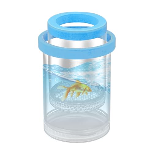 Fish Breeder Box - Clear Acrylic, Strong Suction Cups, V-Grate, Safe Fry Hatching Tank Guppy, Protects Fish, Betta Shrimp Isolation Space, Aquatic Separator Nursery | for Aquarium - color: Blue