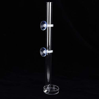 Shrimp Feeding Tube and Dish Set,Acrylic Shrimp Feeder Tube Feeding Dish Bowls for Fish Aquarium Shrimp Fish, with 2 Suction Cups,Fish Feeding Supplies(Tube Length 32cm)