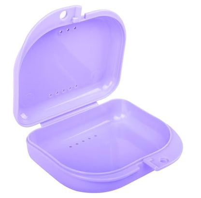 LA MIERE Retainer Case with Vent Holes, 1 Pcs Denture Case, Durable & Similar Mouth Guard Case, Lavender - color: Lavender
