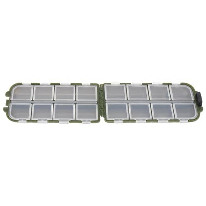 Small Fishing Box Portable Case, 16 Compartments Mini Storage Box Containers, Hooks Lure Baits Grid Box Fishing Box Fishing Accessories Box, Green