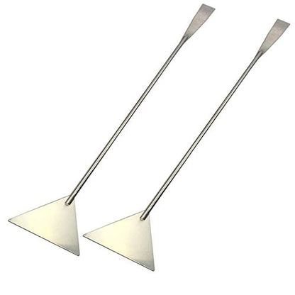 luzen 2Pcs Stainless Steel Aquarium Spatula Long Sand Spatula Scrapers Shovel Fish Tank Aquatic Plant Tools for Aquarium Accessories, 12.59 Inches (Silver)