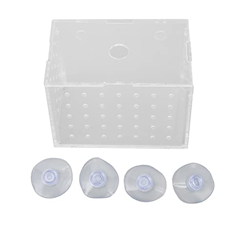 Fish Breeder Box, Aquarium Fish Breeding Box, High Transparency Acrylic Hatchery Incubator Tank with Suction Cups for Baby Fish Shrimp Clownfish Isolation and Rearing (11 * 7 * 8CM) - size: 11*7*8CM