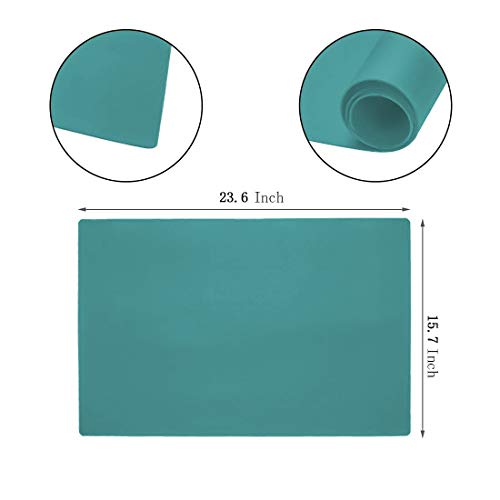 23.6'' by 15.7''Flexible Silicone Placemat Non Slip Waterproof Heat Resistant Dinner Table Mat (Dark Green-1 pcs) - color: Dark Green-1 Pcs