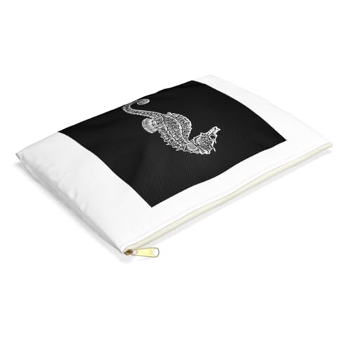 3dRose Black seahorse print. Sea Horse. Ocean marine beach aquarium aquatic Accessory Pouch Small