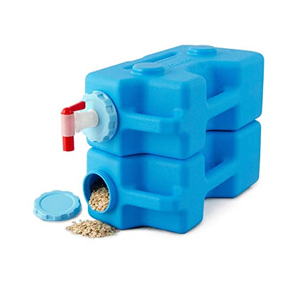 AquaBrick Emergency Water Storage Containers w Ventless Spigot Cap, Leak Proof Guaranteed Portable Stackable - holds 3 Gal, Long Term Food Storage holds 20 lbs, 2 Cont PK + Spigot