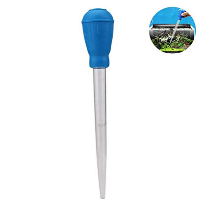 Haofy Mini Fish Dust Remover, 30ml 11in Manual Water Changer Dropper Tool for Shrimp, Daphnia, with Precise Measurement, Liquid Additive, Plastic Material, (Blue)