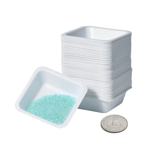 Weigh Boats 100ml Medium (125 Pack), Plastic Weighing Trays, Anti-Static Plastic Square Pour Boats for Powder Weighing, Epoxy Mixing, Liquid Measuring, Lab Grade Weight Dishes