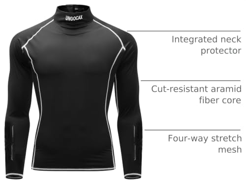 Hockey Shirt with Neck Guard for Adult and Youths,Long Sleeves Compression Shirt with Integrated Neck Guard - size: X-Small