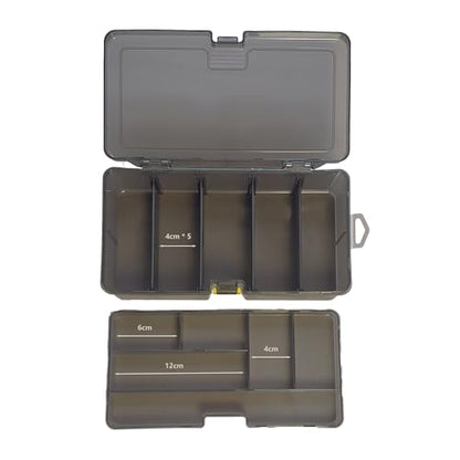 Multifunctional Storage Box Premium PP Black Translucent 2-Layer 11 Compartments Removable Dividers Anti-Oxidation Portable Organizer for Fishing Lures Screws Snacks Medicine Jewelry