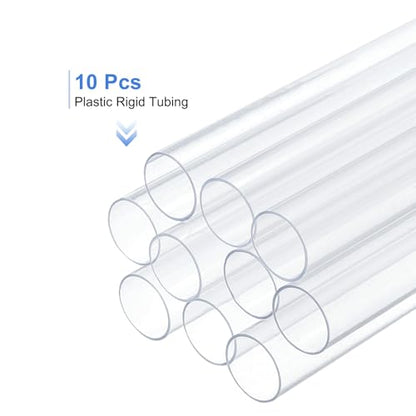 uxcell 10 Pcs Clear Plastic Rigid Tubing 15mm ID x 16mm OD, 0.5 Meters Length Round Polycarbonate Tubing for Aquarium Water Pipe, Water Cooling System, Plumbing - size: 15mm x 16mm