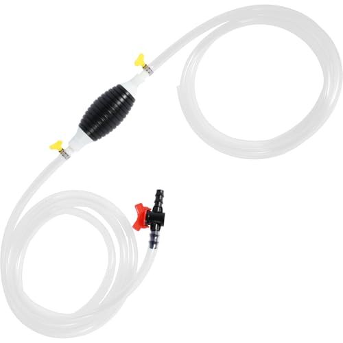 Gasoline Siphon Hose Pump, Hand Fuel Transfer Pump, Portable Hand Gas Pump with 16.4ft Siphon Hose, for Gasoline Gas Oil Fuel Petrol Diesel Fluid Water Fish Tank