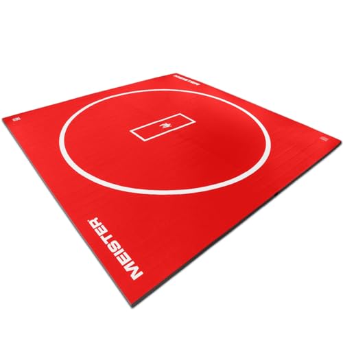 Meister FlexFloor Wrestling Mat - 10ft x 10ft Roll-Up Pro Training Mat for Home & Gym - color: Red
