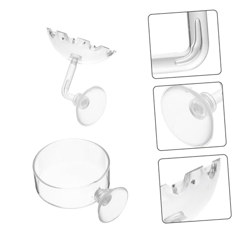 BESPORTBLE 2pcs Glass Shrimp Feeder Dishes for Aquariums Easy to Install Crystal Feeding Bowls for Shrimp and Fish Food Convenient and Practical Aquarium Accessories